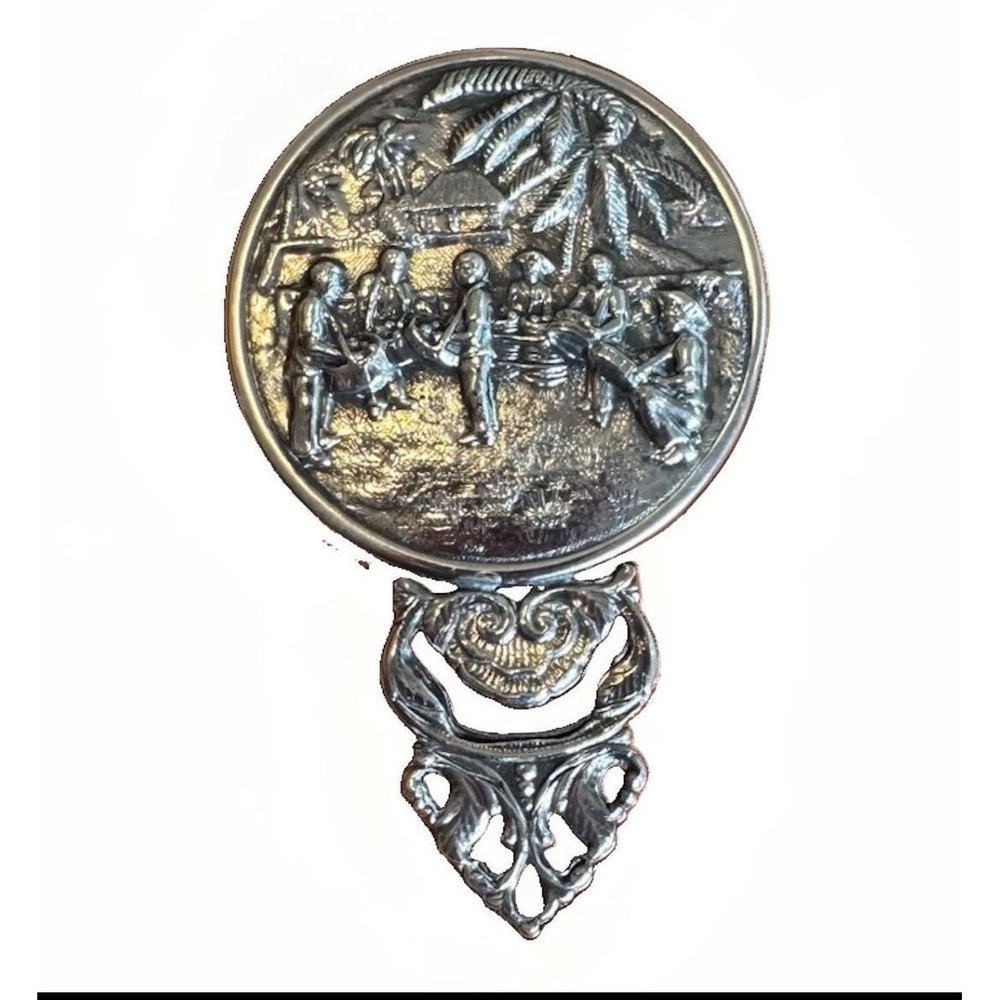 Vintage Hans Jensen Denmark Silver Plated Hand Mirror